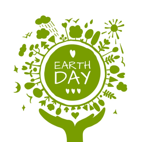 Journée mondiale de l'environnement. Sauvez la terre. Journée verte. Croquis pour votre design — Image vectorielle