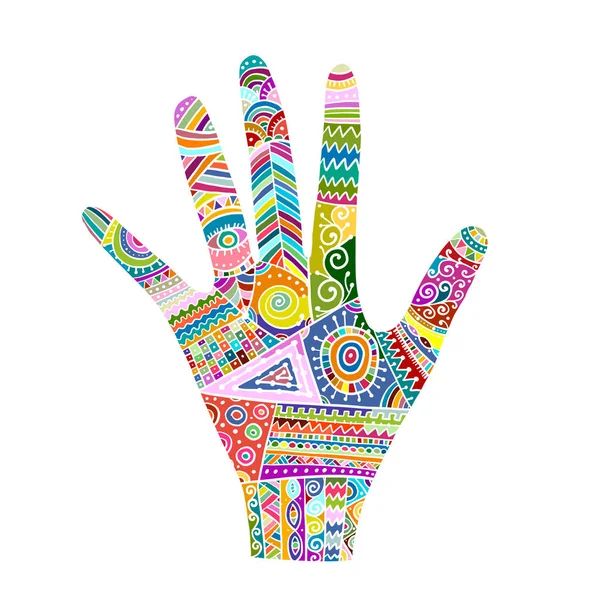Süslü el, boho tarzı. Tasarımınız için çizim