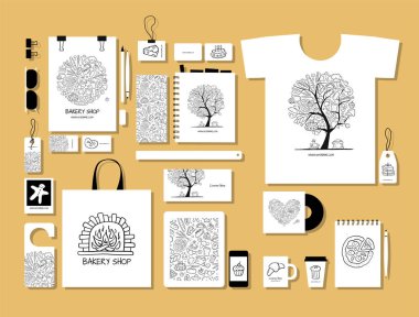 Kurumsal düz maket şablonu, fırın seti