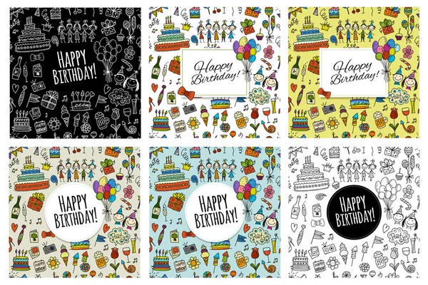 Birthday party, greeting cards collection for your design — Stock Vector