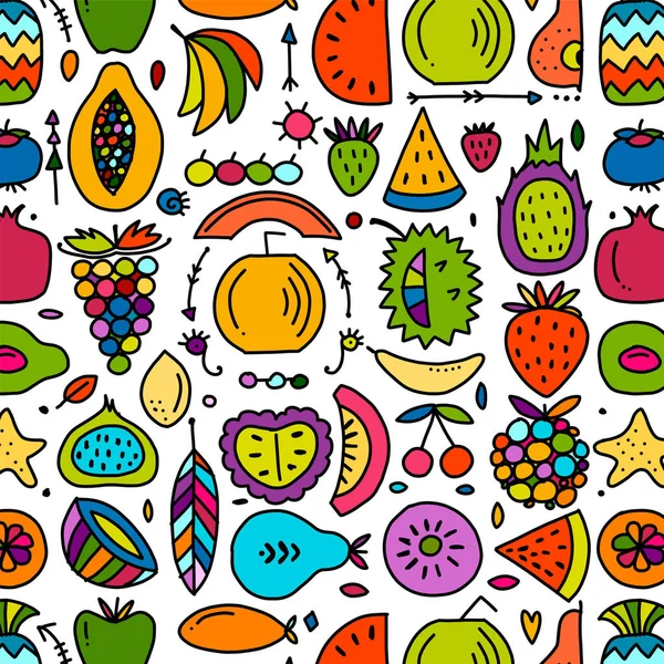 Fruktkollektion, kreativ sömlös bakgrund för din design — Stock vektor