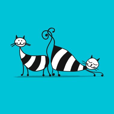 Çift çizgili kedi, tasarımınız için kroki