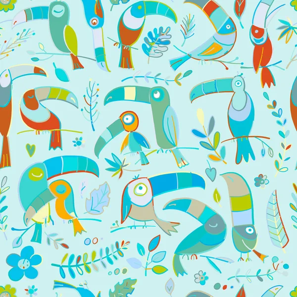 Tukanlar, cennet tropikal kuşları. Tasarımınız için kusursuz desen