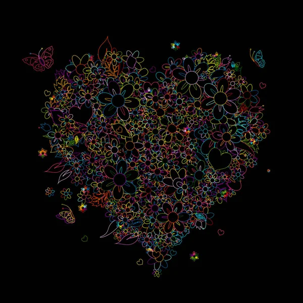 Forma de corazón contorno colorido para su diseño — Archivo Imágenes Vectoriales