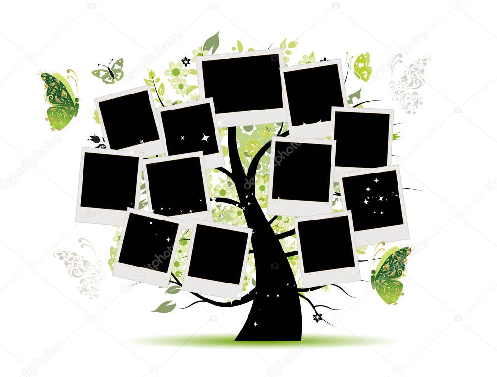 Family tree with photo frames for your design. Vector illustration