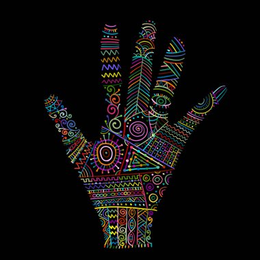 Süslü el, boho tarzı. Tasarımınız için çizim