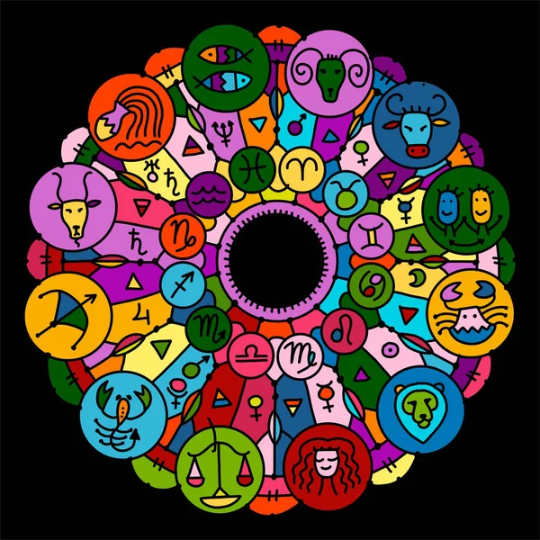 Cercle zodiacal avec signes astrologiques pour votre conception — Image vectorielle