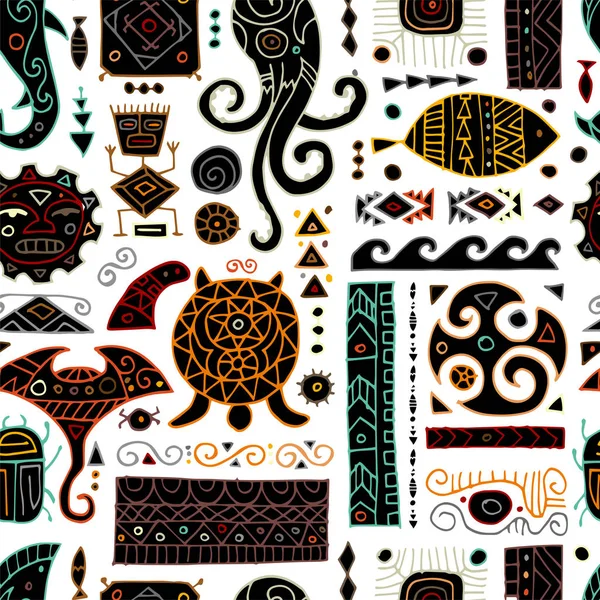 Etnische handgemaakte ornament voor uw ontwerp. Polynesische stijl, naadloos patroon — Stockvector