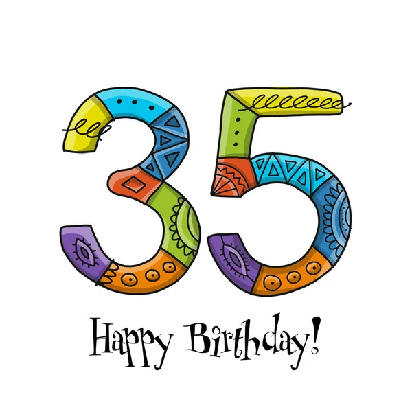 35e verjaardag viering. Wenskaart sjabloon — Stockvector
