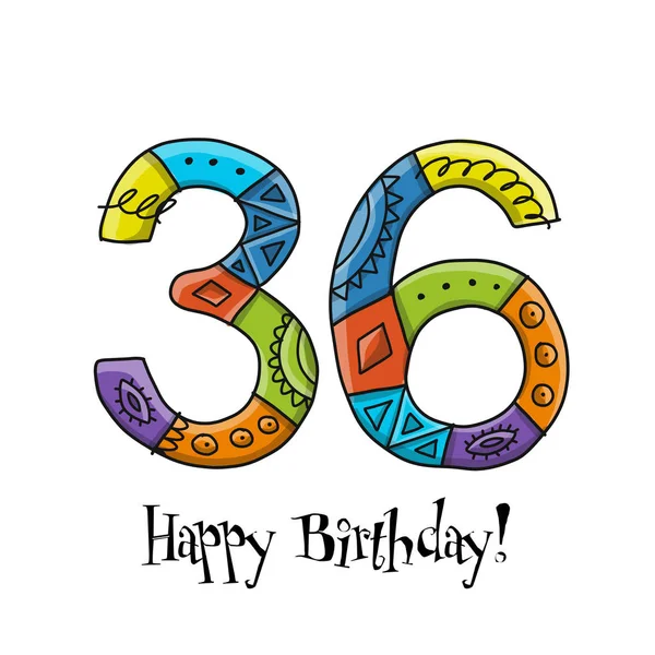 36. výročí oslavy. Šablona přání — Stockový vektor