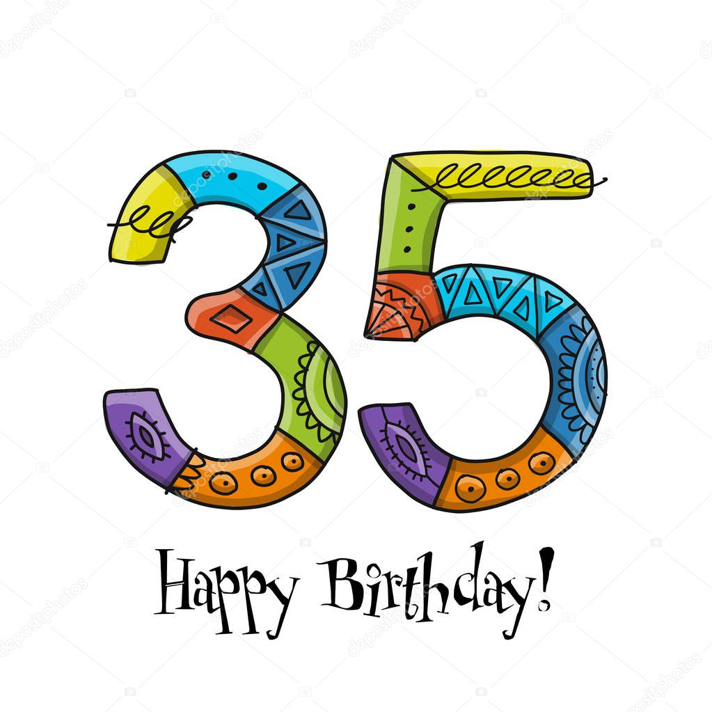 35th anniversary celebration. Greeting card template