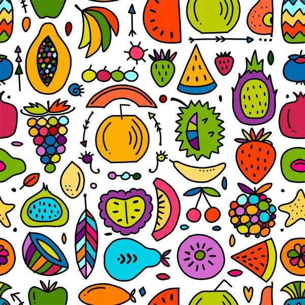 Fruits collection, creative seamless background for your design — Stock Vector