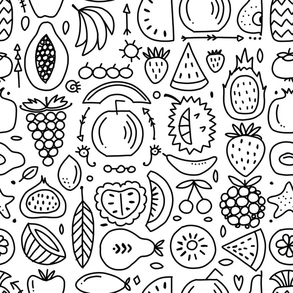 Fruktkollektion, kreativ sömlös bakgrund för din design — Stock vektor