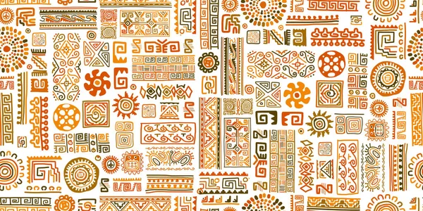 Ornamento étnico hecho a mano, patrón sin costuras — Archivo Imágenes Vectoriales