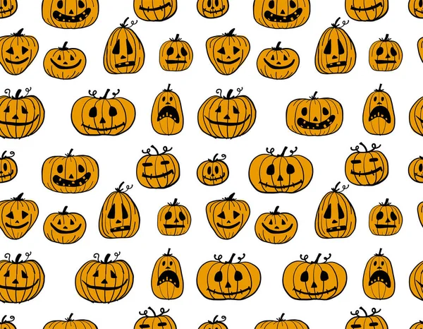 Halloween pompoenen, naadloos patroon voor uw ontwerp — Stockvector