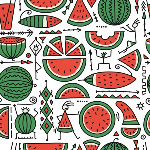 Wassermelonen-Kollektion, nahtloses Muster für Ihr Design — Stockvektor
