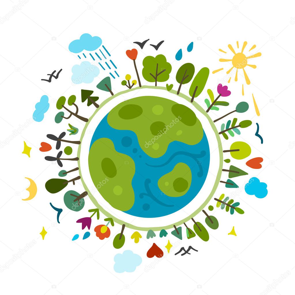 World environment day background. Save the earth. Green day. Sketch for your design