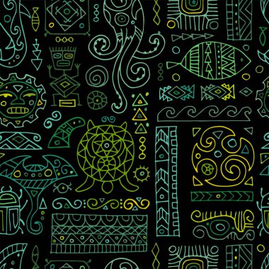 Tasarımınız için el yapımı etnik bir süs. Polinezya tarzı, kusursuz desen