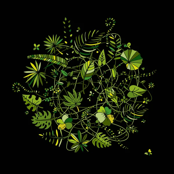 Рама тропических растений, эскиз для Вашего дизайна — стоковый вектор