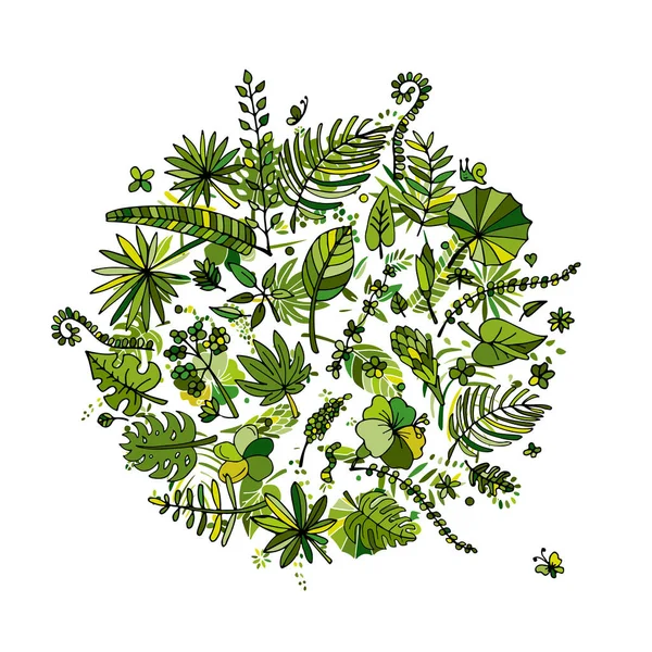 Рама тропических растений, эскиз для Вашего дизайна — стоковый вектор