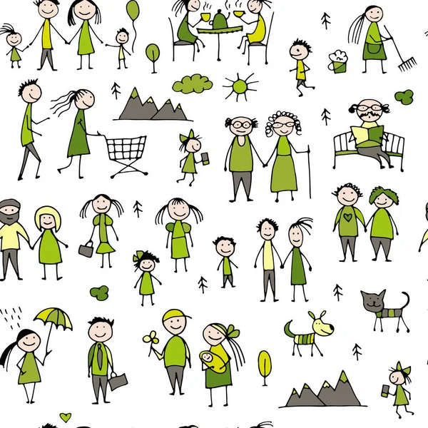 Familie set, naadloze patroon ontwerp — Stockvector