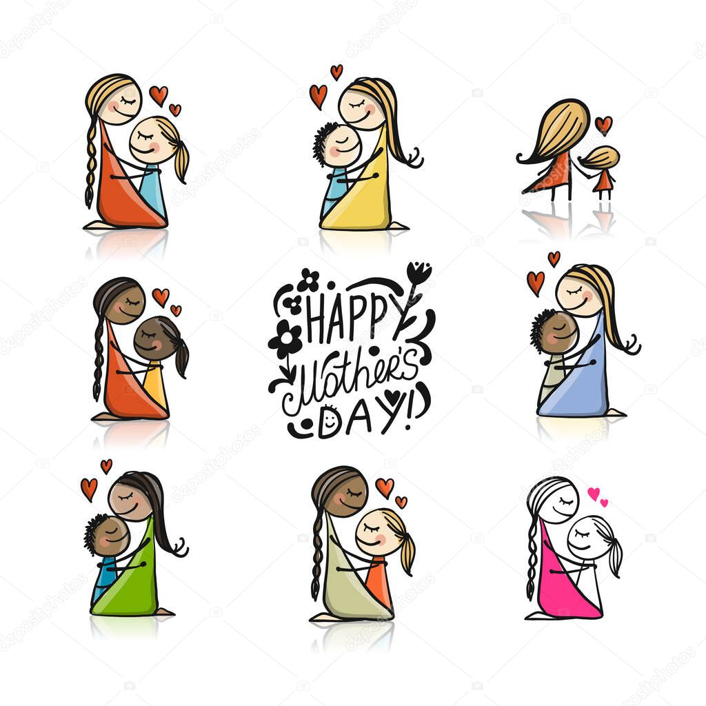 Happy mothers day. Greeting card design. Vector illustration