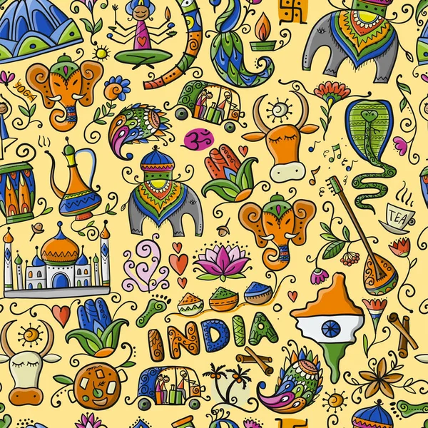 Indischer Lebensstil. nahtloses Muster für Ihr Design — Stockvektor