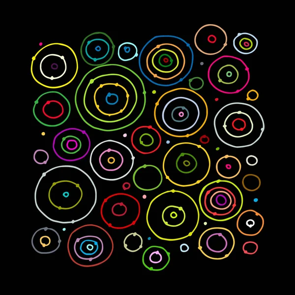 Círculos divertidos colorido, boceto para su diseño — Vector de stock