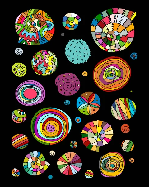 Elementos de diseño abstractos, espirales y diagramas de círculos — Vector de stock