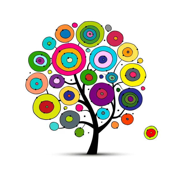 Abstracte cirkels boom, schets voor uw ontwerp — Stockvector