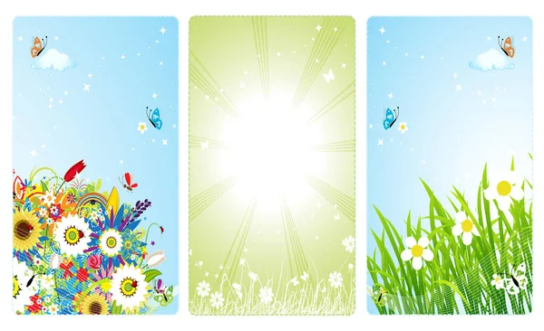 Spring banner set, background for your design — Stock Vector