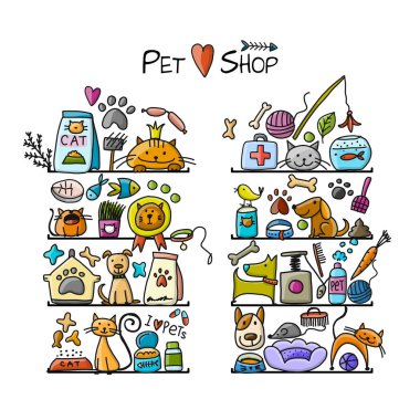 Tasarımınız için evde beslenen hayvan dükkan arka plan