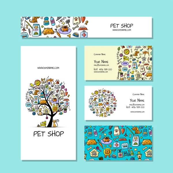 Pet shop, design de cartões de visita — Vetor de Stock