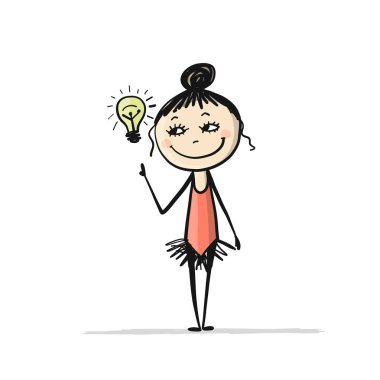 Rittmik jimnastik. Sevimli kız, tasarım için kroki