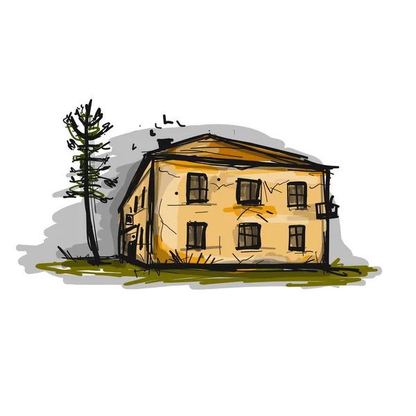 Altes Haus, Skizze für Ihren Entwurf — Stockvektor