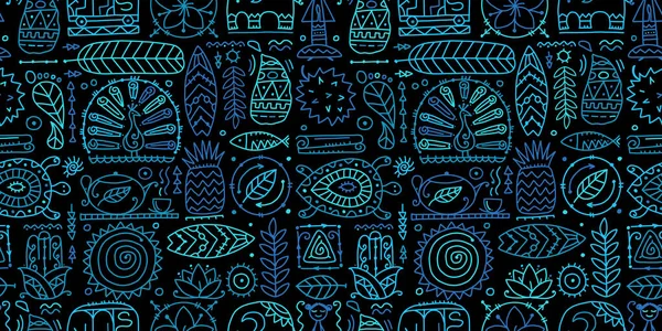 スリランカのアートトラベル、あなたのデザインのための部族シームレスパターン — ストックベクタ