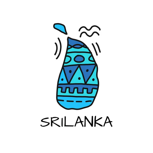 Mappa dello Sri Lanka, schizzo per il tuo design — Vettoriale Stock