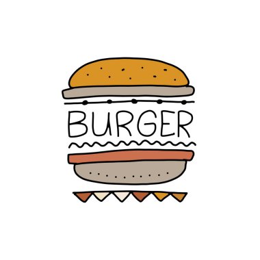 Hamburger, basit bir taslak. yazdırma, web veya mobil uygulama için fast food tasarım simgesi