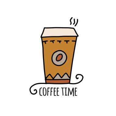 Paket kağıdı kahve bardağı ikonu, tasarımınız için çizim