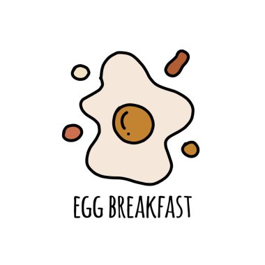 Yağda yumurta kahvaltısı, tasarımınız için çizim.