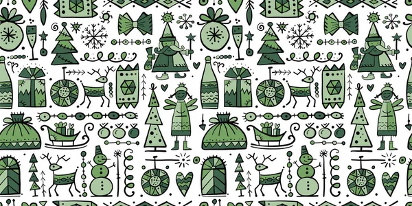 Fondo sin costuras de Navidad, boceto para su diseño — Vector de stock