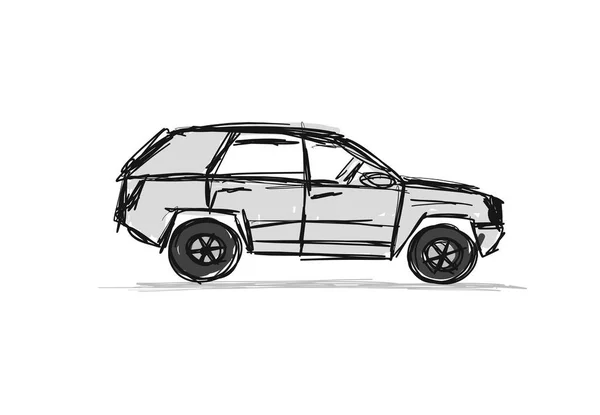 SUV sintonizado, boceto para su diseño. Ilustración vectorial — Vector de stock