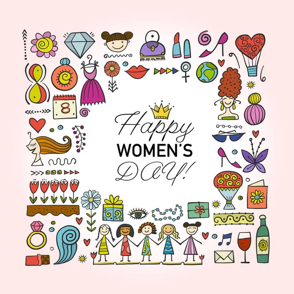 International Women s Day. Greeting card for your design — Stock Vector