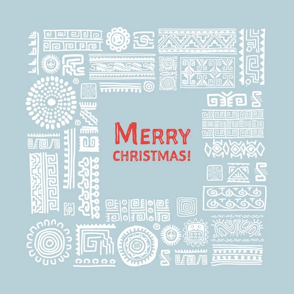 Buon Natale Ornamento etnico fatto a mano per il vostro disegno — Vettoriale Stock