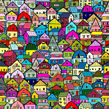 Şehir manzarası arka planı, tasarımınız için pürüzsüz desen