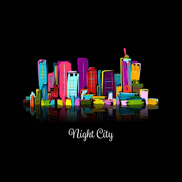 Paisaje urbano nocturno abstracto, boceto para tu diseño — Archivo Imágenes Vectoriales