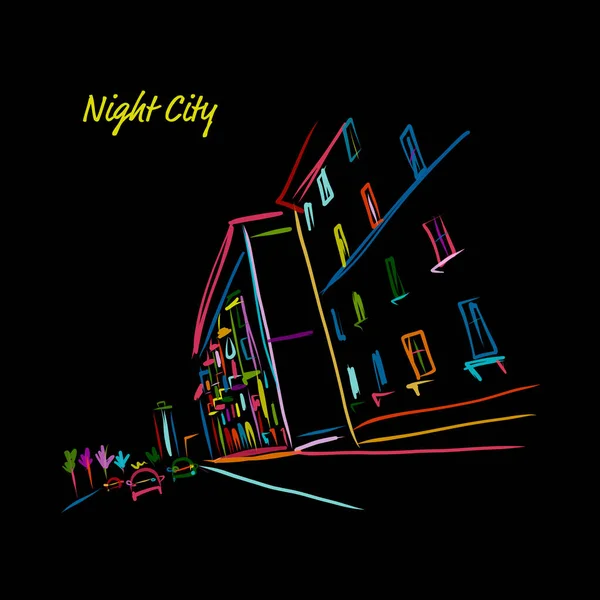 Ночная городская улица для вашего дизайна — стоковый вектор