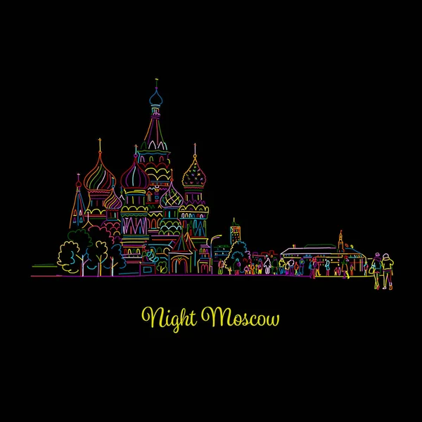 Night Moscow, Red Square, skica pro váš design — Stockový vektor