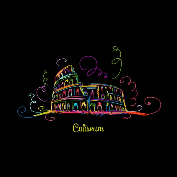 Sketch színes Roman Colosseum — Stock Vector