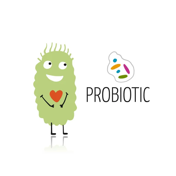 Funny and scary bacteria characters isolated on white. Vector icons of gut and intestinal flora, germs, virus. — Stock Vector